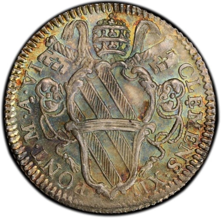 イタリア、教皇領：ジュリオ（1735）VI PCGS MS65 ? 唯一最高級のモンスター