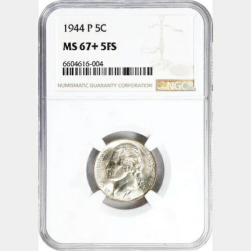 1944-P ジェファーソン シルバー ニッケル、NGC MS67+ 5FS、Nice GEM