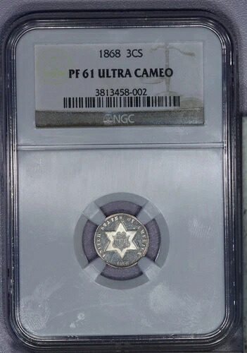 1868年 3セント銀貨 3cs NGC PF61 PR61 ウルトラカメオ ディープカメオ 希少 ローポップ! LB 964,810円