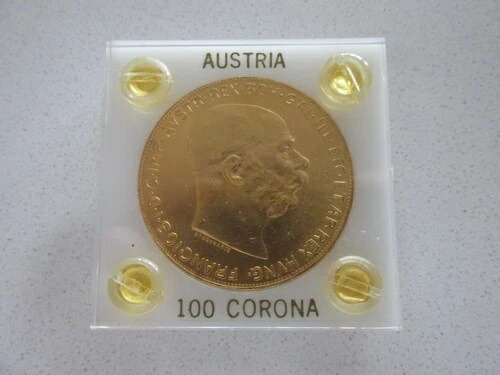 1915年オーストリア金貨100枚コロナ入りディスプレイケース入り