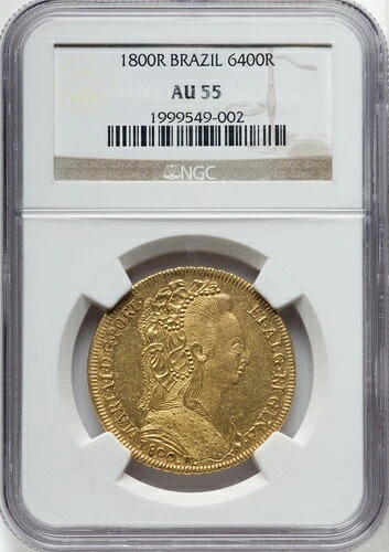 ブラジル 1800年 -R マリア1世 6400レイス (ペーチャ) - NGC AU55 - 発行枚数 214,000枚と少ない｜WORLD RESOURCE【KING店】