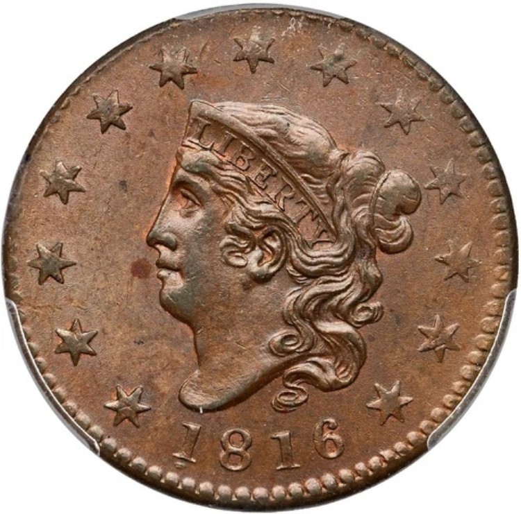 1816 N-4 R-2 PCGS MS 63 BN マトロンまたはコロネットヘッド ラージセントコイン 1セント