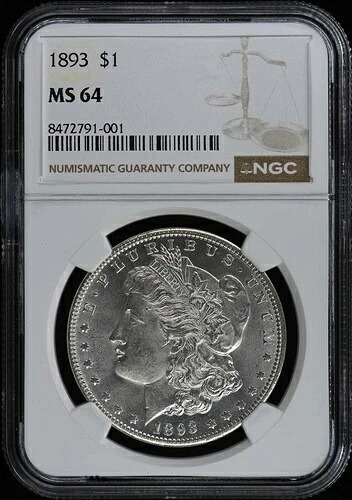 1893年 モルガン・ダラー S$1 NGC MS64