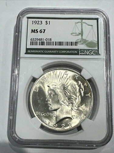 1923年 1ドル NGC MS67 平和ドル---