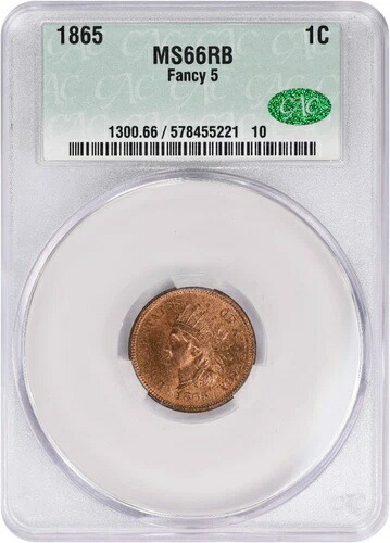 1865年インディアンセントファンシー5 MS66RB CACG｜WORLD RESOURCE【KING店】