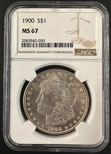 1900年 P モルガン・ダラー NGC MS 67 ウルトラハイグレード 未流通ドル、NGCトップポップ