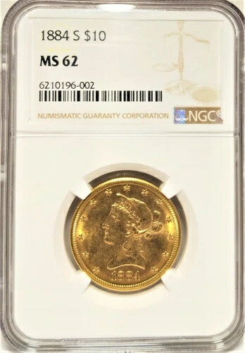 1884-S NGC MS62 10ドル金貨 リバティイーグル