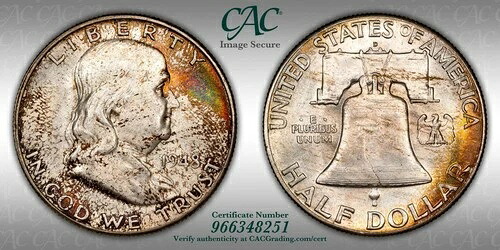 1948 D CAC MS66FBL CACG FS-801 DDR ダブルダイ リバース フランクリン ハーフダラー