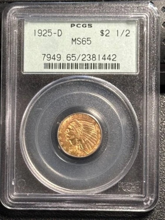 1925年 Dゴールドクォーターイーグル $2 1/2 インディアンヘッド PCGS MS-65 OGH PQ