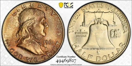1961-D フランクリン ハーフダラー PCGS MS66FBL｜WORLD RESOURCE【KING店】