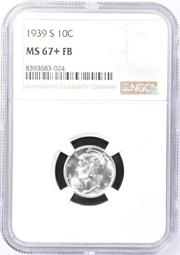 1939年 S マーキュリーダイム NGC MS-67+ FB SEMI PL｜WORLD RESOURCE【KING店】
