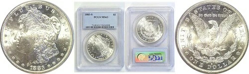 1883-S モルガン・ダラー - PCGS MS-63