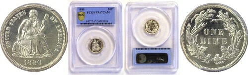 1880年 10セント 着席型リバティダイム PCGS PR-67 CAM