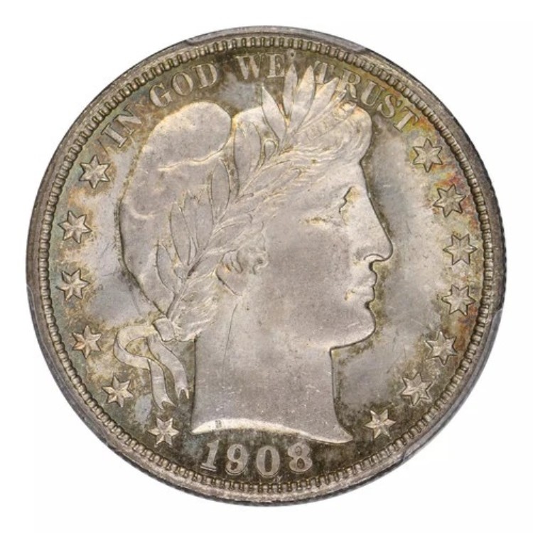 1908-D バーバー ハーフダラー PCGS MS-65+