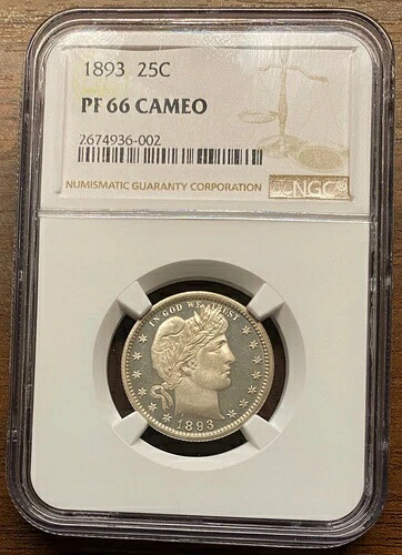 1893年 25セント バーバー/リバティ本社 NGC PF 66 カメオ タフデイト認定｜WORLD RESOURCE【KING店】