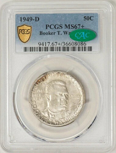 1949-D ブッカー T ワシントン ハーフ 50セント MS67+ セキュア PCGS ~ CAC 948497-26