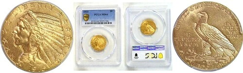 1915年 5ドル インディアンゴールド PCGS MS-64