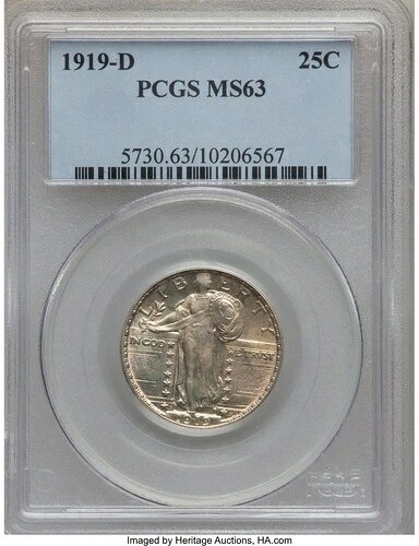 1919-D スタンディングリバティクォーター PCGS Ms 63 素晴らしい外観 素晴らしいコイン PQ