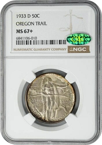 1933-D オレゴン ハーフ 50セント MS67+ NGC ~ CAC 950263-6