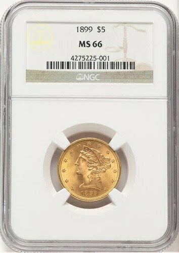 1899年 5ドル リバティ ハーフイーグル NGC MS66 (779406017)｜WORLD RESOURCE【KING店】