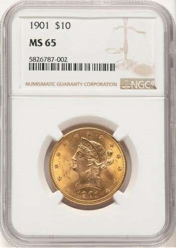 1901年 10ドル リバティ イーグル NGC MS65 (777999043) 900,900円