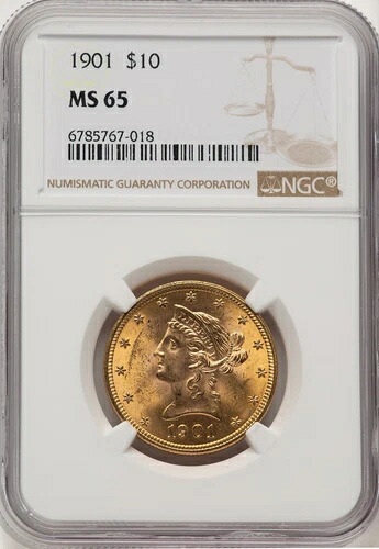 1901年 10ドル リバティ イーグル NGC MS65 (776139025)