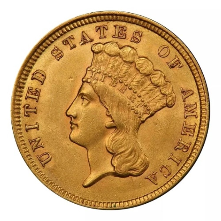1854年 3ドル金貨 インディアン・プリンセス PCGS MS-62