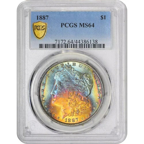 1887年 P モルガン銀貨 PCGS MS-64 モンスターカラートーニング｜WORLD RESOURCE【KING店】