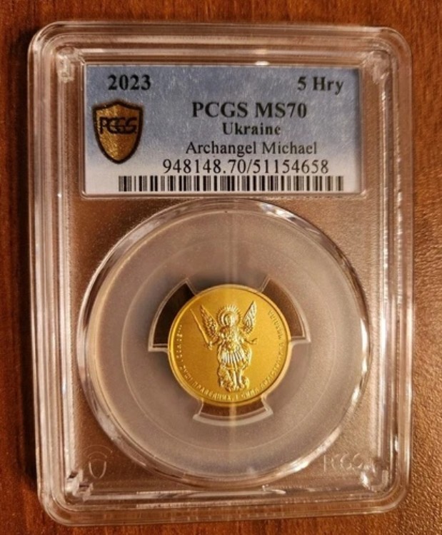 希少 2023年 ウクライナ 大天使ミカエル 5グリブナ金貨 PCGS MS70|WORLD RESOURCE【KING店】