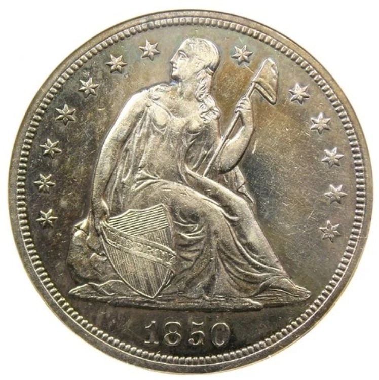 1850-P 着席型自由の女神像 1ドル銀貨 1850年 $1 - ANACS AU55 認定 詳細｜WORLD RESOURCE【KING店】