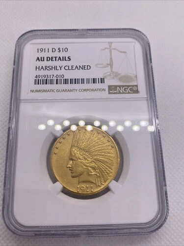 1911-D $10 インディアン ゴールド イーグル - NGC AU 詳細、希少な日付！発行枚数少！｜WORLD RESOURCE【KING店】