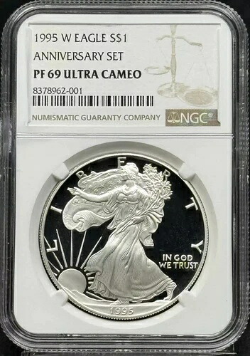 1995年 W アメリカン シルバー イーグル NGC PF-69 ウルトラカメオ アニバーサリーセット｜WORLD RESOURCE【KING店】 910,525円
