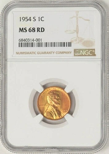 1954-S リンカーン・セント 1セント MS68 RD NGC 948401-33