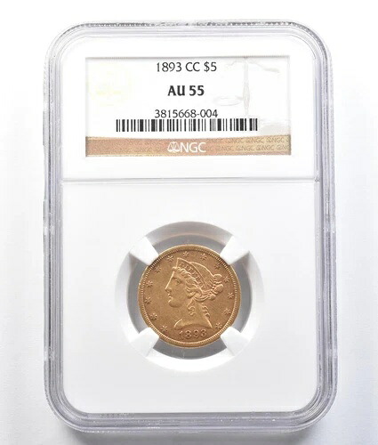 1893-CC 5ドル リバティヘッド ゴールド ハーフイーグル AU55 NGC *1497｜WORLD RESOURCE【KING店】