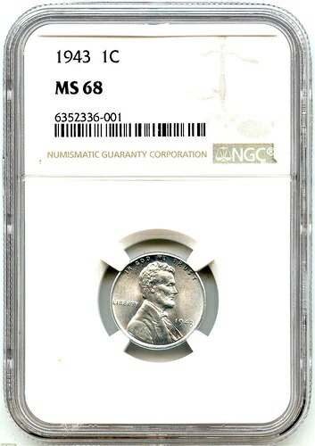 1943 年リンカーン スチール セント、NGC MS-68、ブラスト ホワイト、明るいペニー、素晴らしい輝き!｜WORLD RESOURCE【KING店】