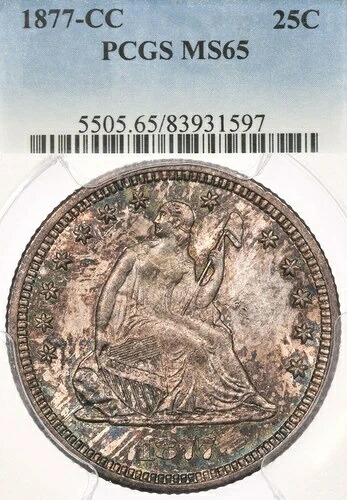 1877-CC 25C PCGS MS65 カーソンシティ シーテッド リバティ クォーター｜WORLD RESOURCE【KING店】