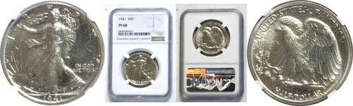1941年 50セント ウォーキング・リバティ・ハーフドル NGC プルーフ 68