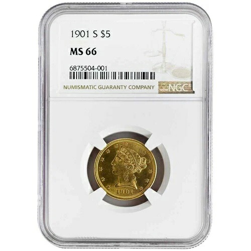 1901-S $5 リバティヘッド、NGC MS66 希少コイン