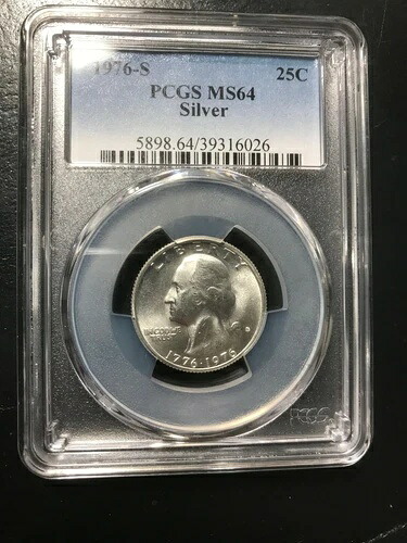 1976年 S ワシントン シルバー クォーター 25セント PCGS MS64 希少 200周年記念 未使用|WORLD RESOURCE【KING店】