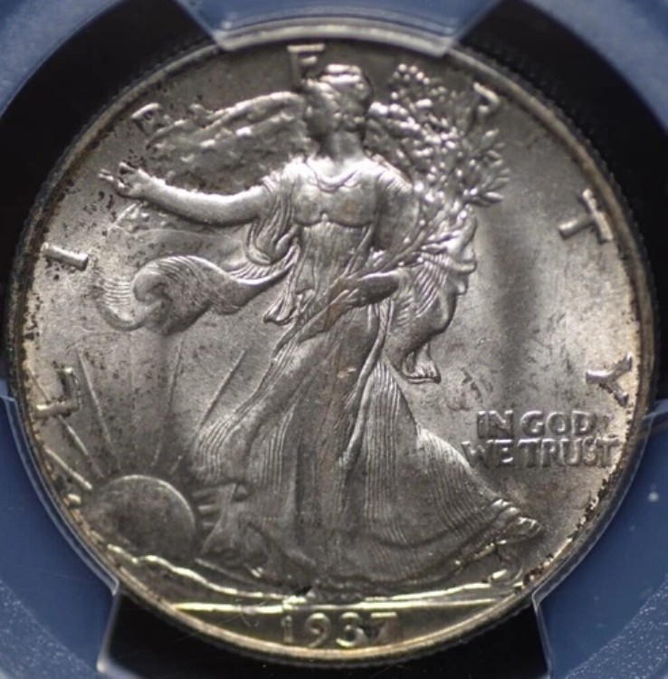 1937年 ウォーキング・リバティ ハーフ PCGS MS 64 きらめくシルバー ミントブルーム かすかな