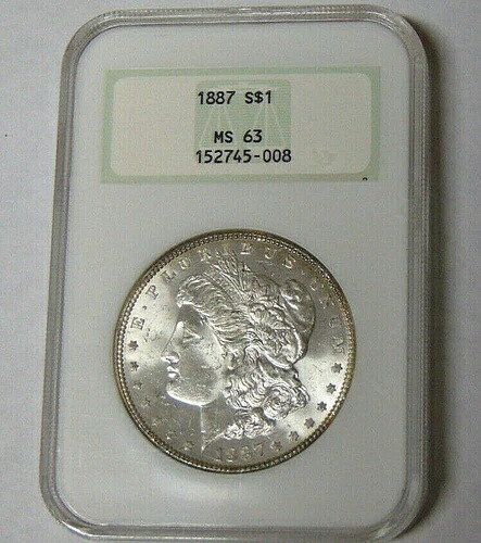 NGC MS63 1887年 モルガン銀貨 フィラデルフィア造幣局 ファッティホルダー #152745-008