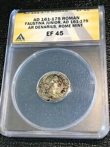 ANACS EF45 (XF45) ファウスティナ ジュニア ローマミント ローマ アル デナリウス コイン 161-175 AD