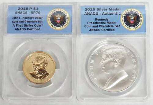 2015 P ジョン F ケネディ ドル ANACS RP 70 1オンス メダル コインとクロニクル セット JFK 84,700円