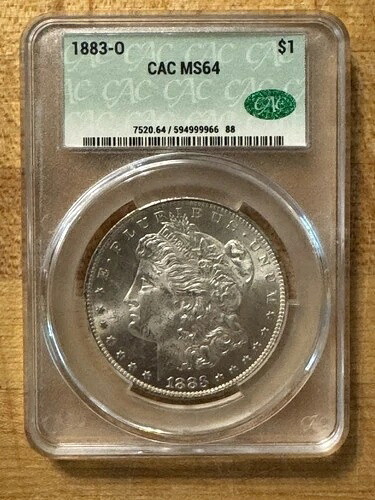 1883-O モルガン銀貨 1ドル ? CAC MS64 ? 光沢のあるニューオーリンズ造幣局コイン