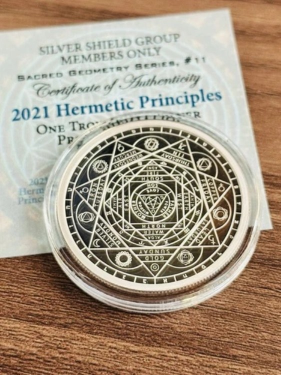 2021年 1オンス Hermetic Principles ProoF シルバーシールド マイクロミント 在庫あり！SSG