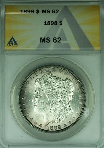 1898年 モルガン シルバー ダラー 1ドル コイン ANACS MS-62 トーン ベター コイン (45A)｜WORLD RESOURCE【KING店】