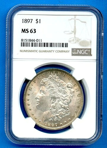 1897 P NGC MS63 モルガン銀貨 1ドル 米国造幣局コイン 1897-P MS-63