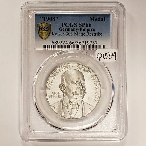 1908年ドイツ帝国勲章 - カイザー303 マットリストライク - PCGS SP 66 - SKU-Q1509