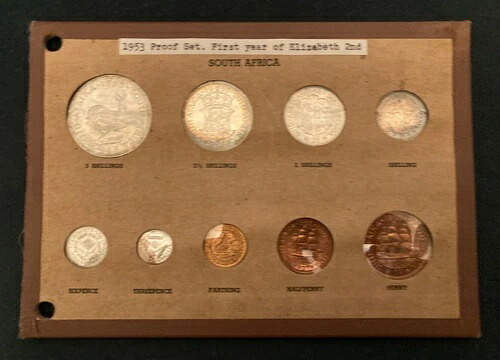 1953 年南アフリカ エリザベス 2 世即位元年 9 枚 プルーフ セット Gem-PROOF。 84,700円