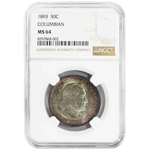 1893年 50セント コロンビア博覧会 ハーフドル レインボートーン NGC MS64|WORLD RESOURCE【KING店】